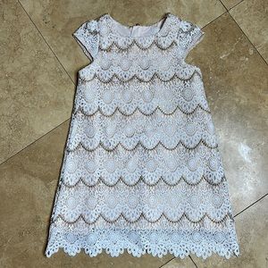 Girls Pink/gold shimmer dress with lace